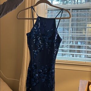 Lulu's Midnight Blue Backless Dress